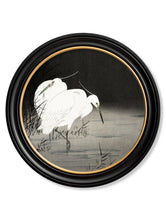 C.1910 Two Egrets in Reeds in Round Frame