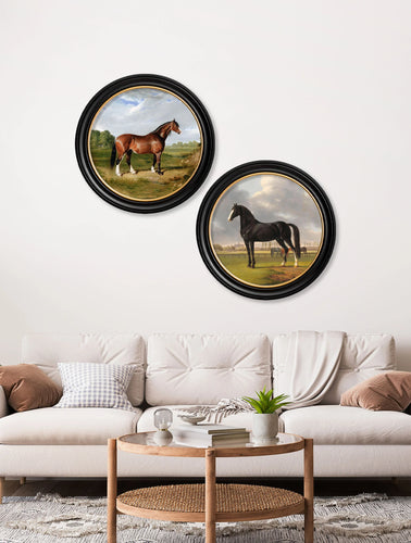 C.1840 Horses in Round Frame