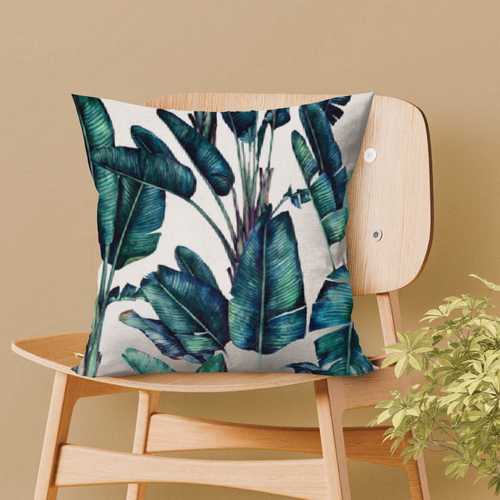 Tropical Leaf Velvet Cushion