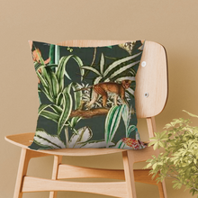 Green Tropical Jungle Velvet Cushion