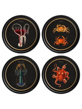 C.1876 Dark Marine Animals in Round Frame