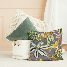 Grey Tropical Velvet Cushion