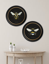 C.1892 Dark British Bees in Round Frames