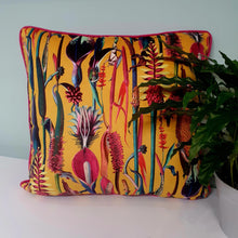 Yellow Tropical Bright Velvet Cushion